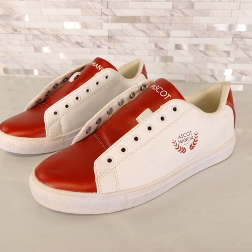 Ascot Manor Shoes Men 8 Women 9.5 Leather Sneakers White Tennis Casual